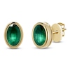 Thumbnail Image 2 of Oval-Cut Natural Emerald Solitaire Stud Earrings 14K Yellow Gold