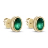 Thumbnail Image 3 of Oval-Cut Natural Emerald Solitaire Stud Earrings 14K Yellow Gold