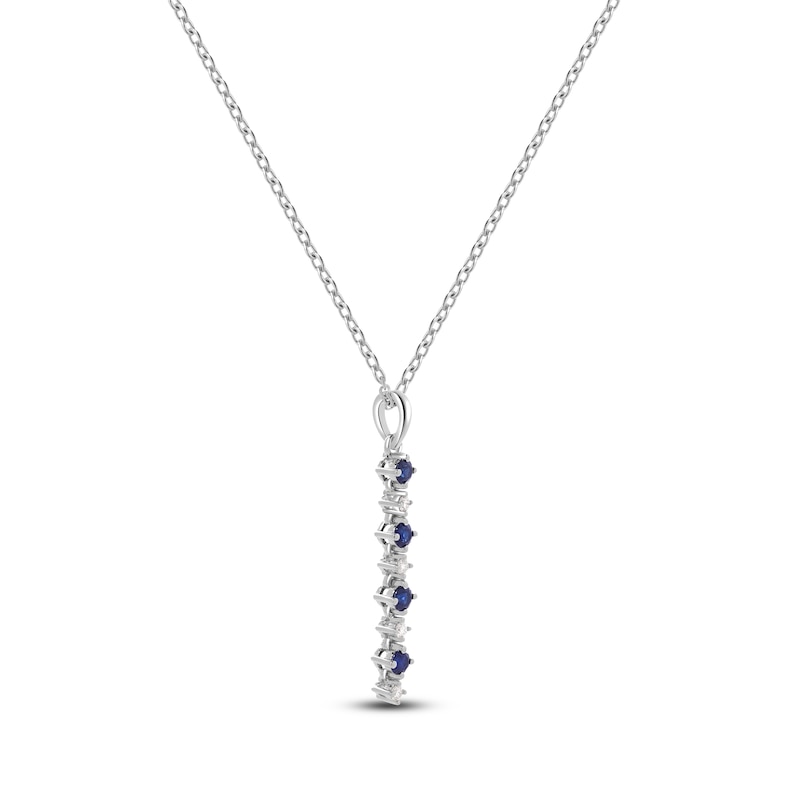 Main Image 2 of Natural Blue Sapphire & Diamond Drop Necklace 1/15 ct tw 14K White Gold 17&quot;