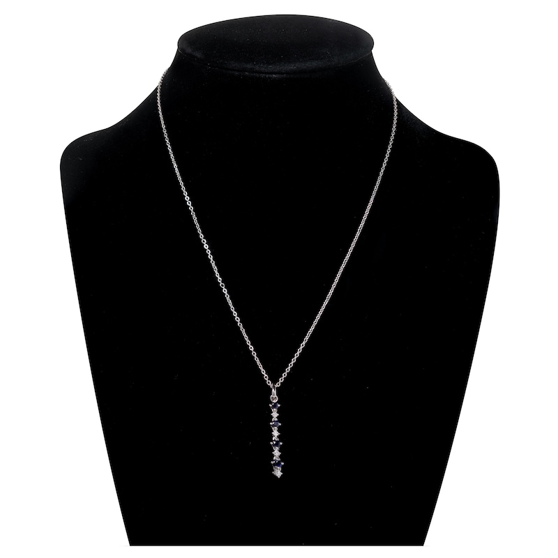 Main Image 3 of Natural Blue Sapphire & Diamond Drop Necklace 1/15 ct tw 14K White Gold 17&quot;