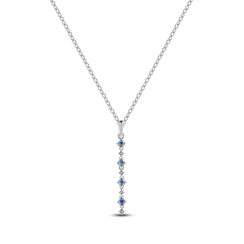 Main Image 5 of Natural Blue Sapphire & Diamond Drop Necklace 1/15 ct tw 14K White Gold 17&quot;