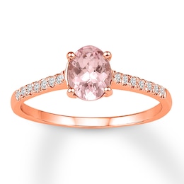 Morganite Ring 1/15 ct tw Diamonds 14K Rose Gold