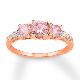 Morganite Ring 1/10 ct tw Diamonds 14K Rose Gold