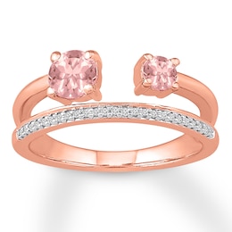 Morganite Ring 1/15 ct tw Diamonds 10K Rose Gold