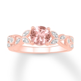 Morganite Ring 1/15 ct tw Diamonds 10K Rose Gold