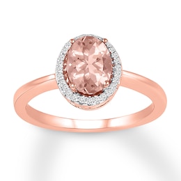 Morganite Ring 1/15 ct tw Diamonds 10K Rose Gold