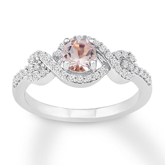 Morganite Ring 1/4 ct tw Diamonds Sterling Silver | Promise Rings ...