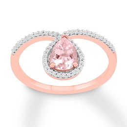 Morganite Ring 1/6 ct tw Diamonds 10K Rose Gold