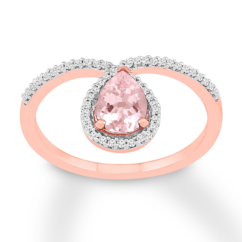 Morganite Ring 1/6 ct tw Diamonds 10K Rose Gold