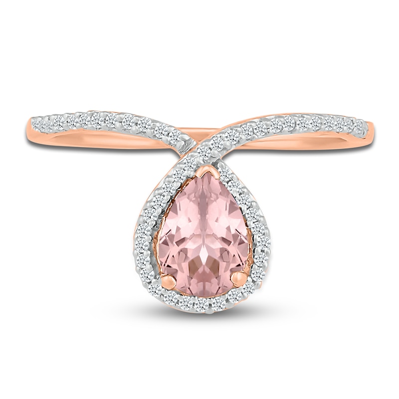 Morganite Ring 1/6 ct tw Diamonds 10K Rose Gold