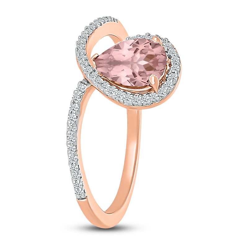 Morganite Ring 1/6 ct tw Diamonds 10K Rose Gold