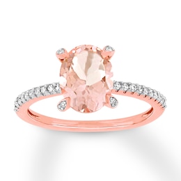 Morganite Ring 1/10 carat tw Diamonds 10K Rose Gold