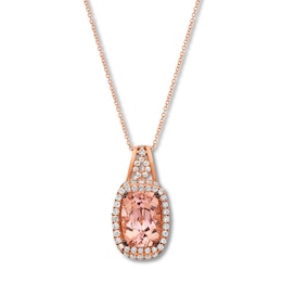 Le Vian Morganite Necklace 1-7/8 ct tw Diamonds 14K Strawberry Gold