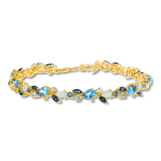 Natural Opal & Blue Topaz Bracelet with Diamonds 10K Gold | Jared