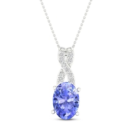 Tanzanite Necklace 1/20 ct tw Diamonds 10K White Gold