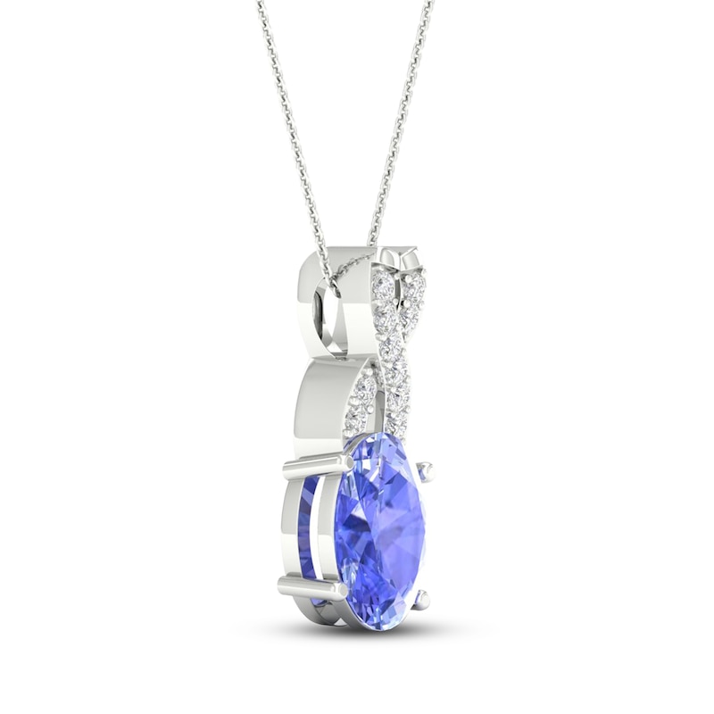 Tanzanite Necklace 1/20 ct tw Diamonds 10K White Gold