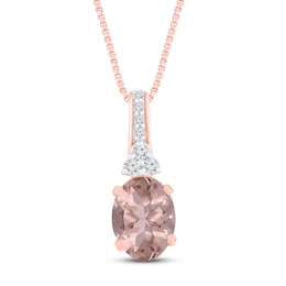 Natural Morganite & White Lab-Created Sapphire Necklace 10K Rose Gold