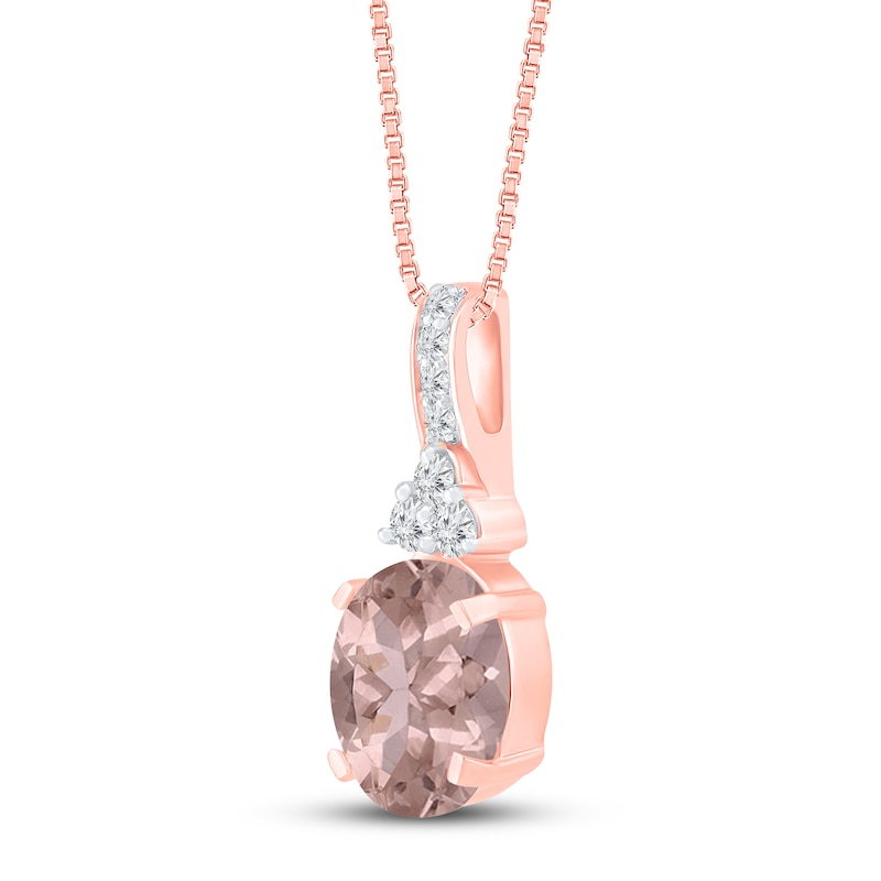 Main Image 2 of Natural Morganite & White Lab-Created Sapphire Necklace 10K Rose Gold