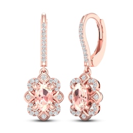 Morganite Earrings 1/6 ct tw Diamonds 10K Rose Gold