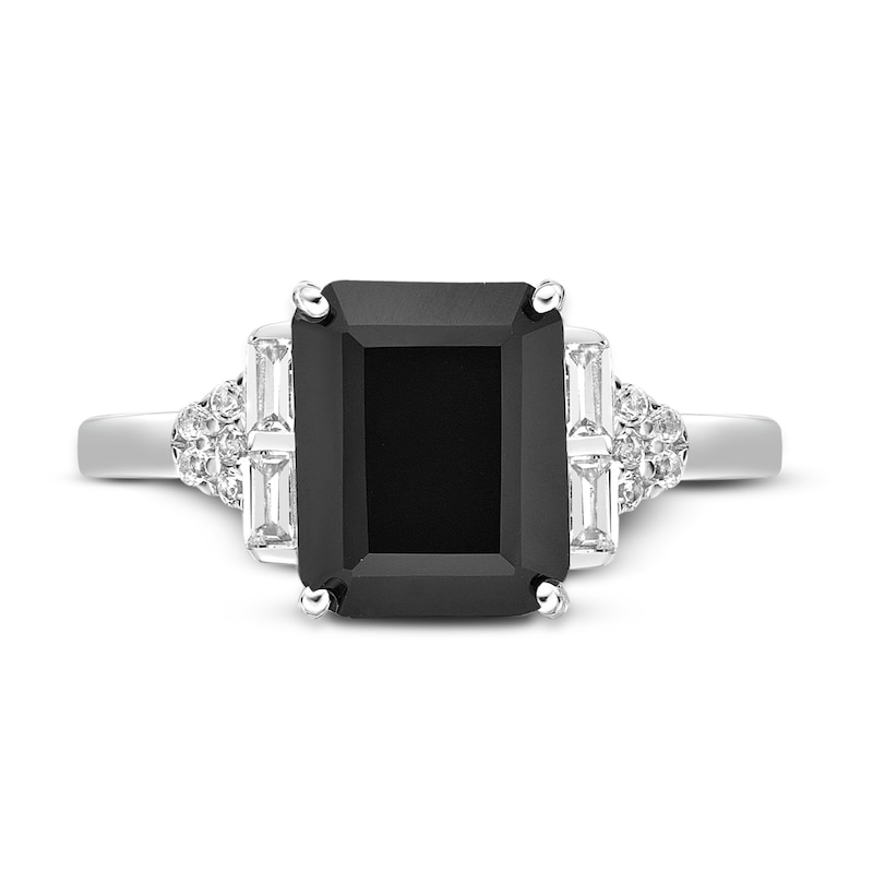 Main Image 2 of Natural Onyx & Natural White Topaz Ring Sterling Silver