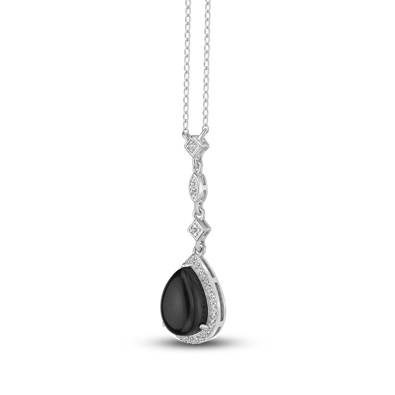 Main Image 2 of Natural Onyx & Natural White Topaz Necklace Sterling Silver