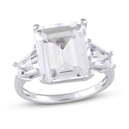 Natural White Topaz 3-Stone Ring Sterling Silver