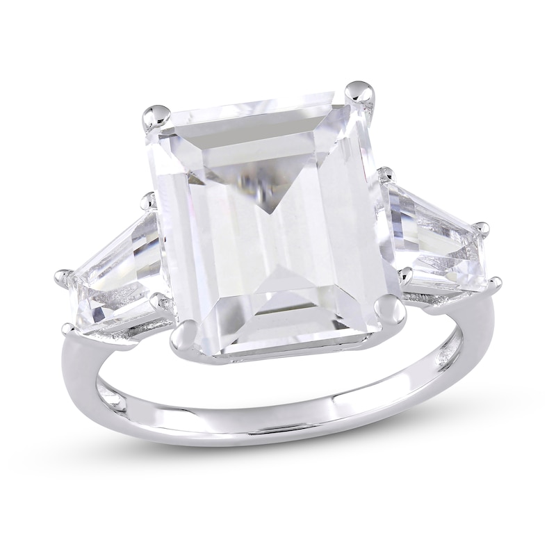 Natural White Topaz 3-Stone Ring Sterling Silver