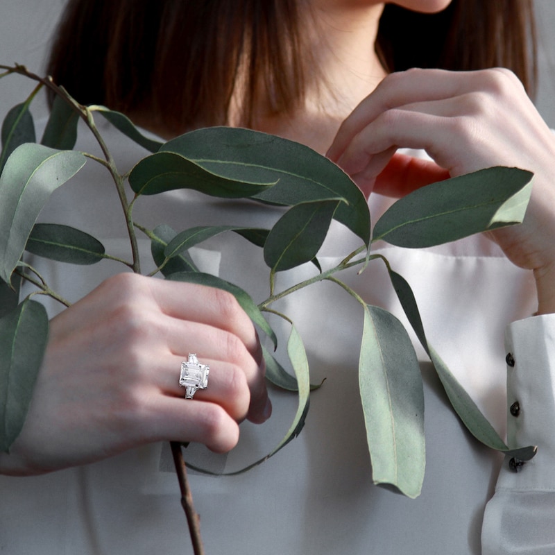 Natural White Topaz 3-Stone Ring Sterling Silver