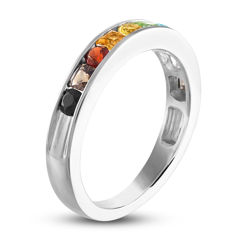 Love Proudly Ring Multi-Color Rainbow 14K White Gold 4MM