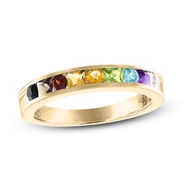 Love Proudly Ring Multi-Color Rainbow 14K Yellow Gold 4MM