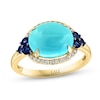 Thumbnail Image 1 of LALI Jewels Natural Blue Sapphire & Natural Turquoise Ring 1/10 ct tw Diamonds 14K Yellow Gold