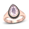 Thumbnail Image 1 of Natural Pink Quartz & Black Diamond Ring 1/4 ct tw Round 10K Rose Gold