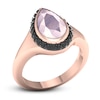 Thumbnail Image 2 of Natural Pink Quartz & Black Diamond Ring 1/4 ct tw Round 10K Rose Gold