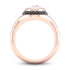 Thumbnail Image 4 of Natural Pink Quartz & Black Diamond Ring 1/4 ct tw Round 10K Rose Gold