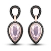 Thumbnail Image 2 of Black Diamond & Natural Pink Quartz Dangle Earrings 1/2 ct tw Round 10K Rose Gold