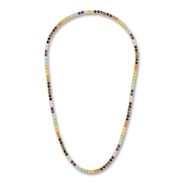 1933 by Esquire Men's Natural Multi-Gemstone Tennis Necklace 14K Yellow Gold-Plated Sterling Silver 22&quot;