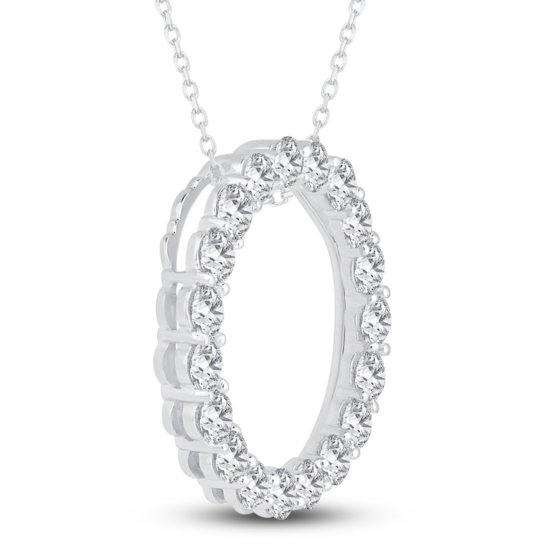 Main Image 2 of Diamond Circle Pendant Necklace 2 ct tw Round 14K White Gold 18&quot;