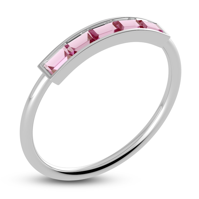 Main Image 2 of Juliette Maison Natural Pink Tourmaline Baguette Bar Ring 10K White Gold