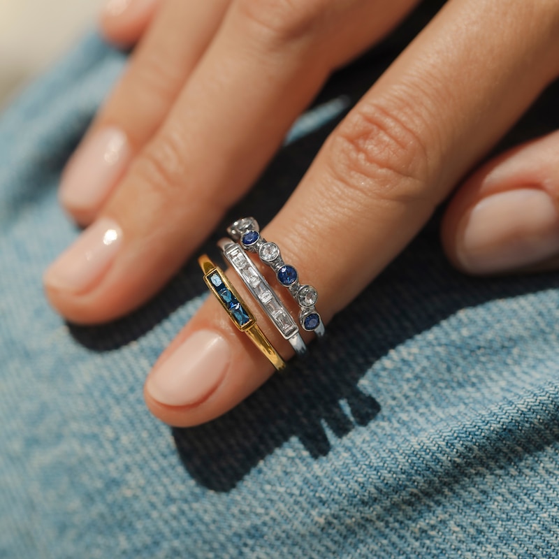 Main Image 5 of Juliette Maison Natural Pink Tourmaline Baguette Bar Ring 10K White Gold