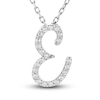 Thumbnail Image 1 of Diamond Initial E Pendant Necklace 1/10 ct tw Round 10K White Gold