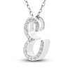 Thumbnail Image 2 of Diamond Initial E Pendant Necklace 1/10 ct tw Round 10K White Gold