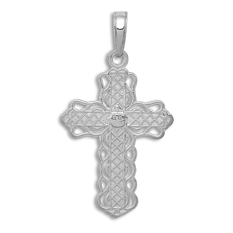 Cross Pendant Necklace 14K White Gold 18"