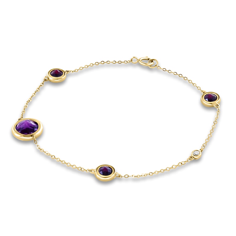 14k Yellow Gold Genuine Garnet Bracelet