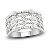 Thumbnail Image 1 of Diamond Beaded Bezel Wedding Band 1/10 ct tw Round 14K White Gold