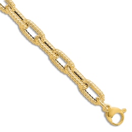 Textured Link Chain Bracelet 14K Yellow Gold 7.5&quot;