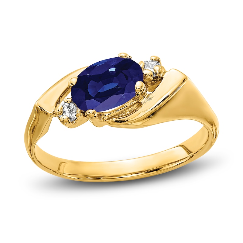 Natural Blue Sapphire Oval Ring 1/20 ct tw 14K Yellow Gold