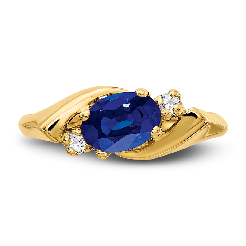 Natural Blue Sapphire Oval Ring 1/20 ct tw 14K Yellow Gold