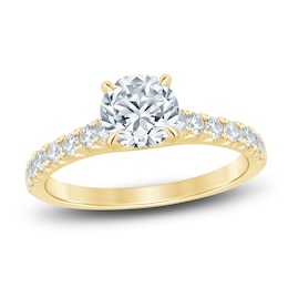 Diamond Hidden Halo Engagement Ring 1-1/2 ct tw Round 14K Yellow Gold