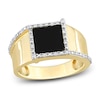 Thumbnail Image 1 of Men's Natural Onyx Ring 1/10 ct tw Diamonds 10K Yellow Gold