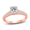 Thumbnail Image 0 of Diamond Halo Engagement Ring 1-3/8 ct tw Cushion/Round 14K Rose Gold